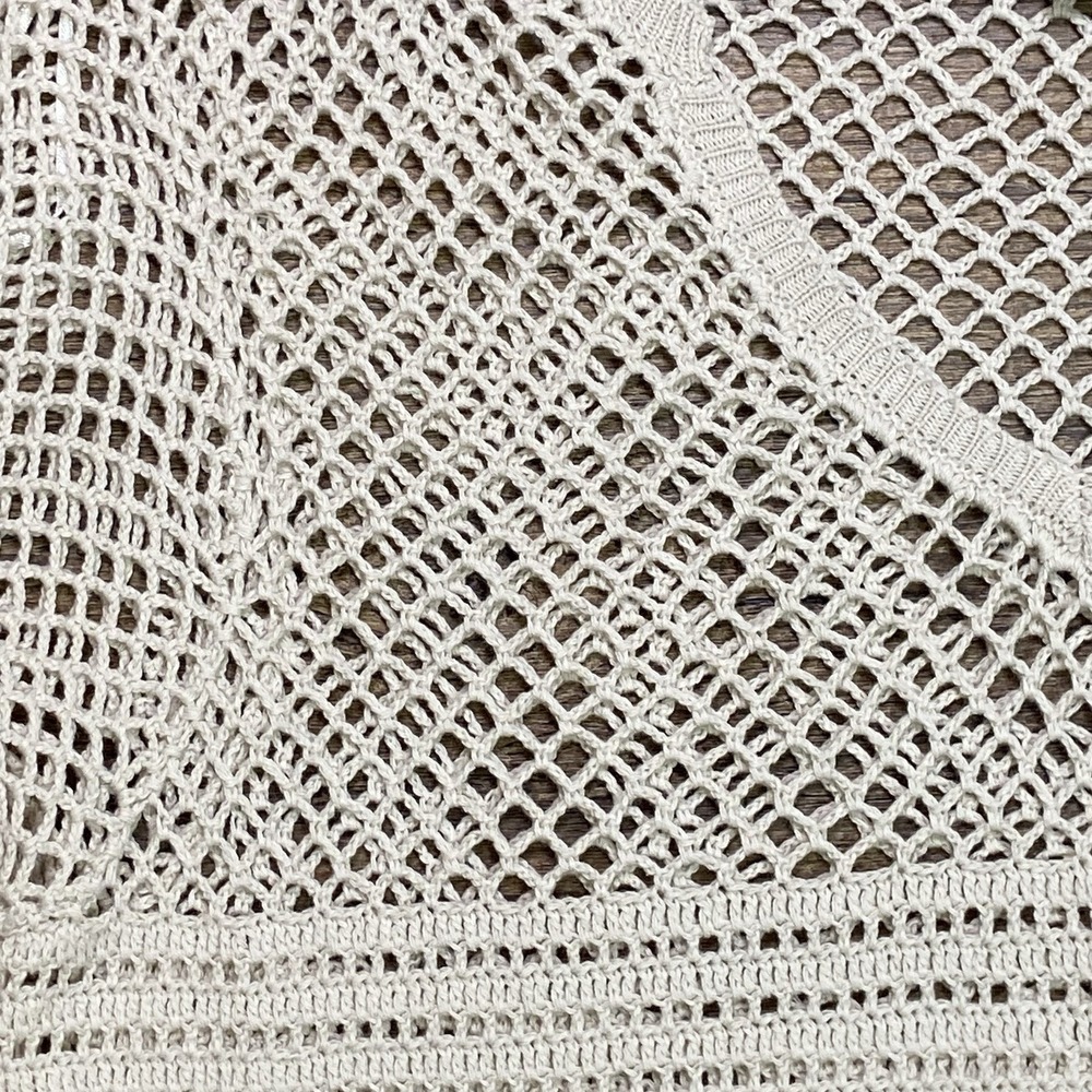 Nine West Cream Crochet Fringe Sweater Women's XL Boho Chic Fairy Grunge Coastal - Picture 4 of 16